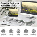 Height Adjustable Standing Desk Converter with Removable Keyboard Tray-White