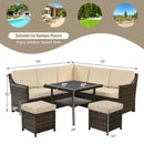 6 Pcs Patio Rattan Dining Sofa Funiture Set
