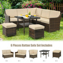 6 Pcs Patio Rattan Dining Sofa Funiture Set
