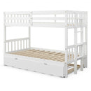 Twin Pull-Out Bunk Bed with Trundle Wooden Ladder-White