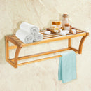 Bamboo Towel Bar Wall Mounted Storage Towel Rack Bathroom Shelf