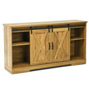 59" TV Stand with Adjustable Shelf and Sliding Barn Door Cabinet-Golden