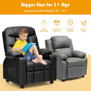 PU Leather Kids Recliner Chair with Cup Holders and Side Pockets-Black