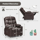 PU Leather Kids Recliner Chair with Cup Holders and Side Pockets-Brown
