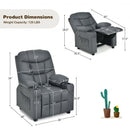 PU Leather Kids Recliner Chair with Cup Holders and Side Pockets-Gray