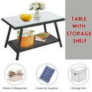 4Pcs Patio Rattan Wicker Furniture Set Conversation Sofa Bench Cushion-Red