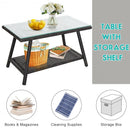 4Pcs Patio Rattan Wicker Furniture Set Conversation Sofa Bench Cushion-Turqiose