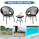 3PCS Patio Acapulco Furniture Bistro Set with GlassTable-Black