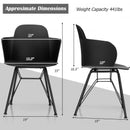 Set of 2 Metal Frame Modern Petal-Shape Plastic Dining Chair-Black