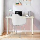 Set of 2 Metal Frame Modern Petal-Shape Plastic Dining Chair-White