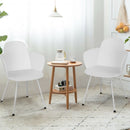 Set of 2 Metal Frame Modern Petal-Shape Plastic Dining Chair-White