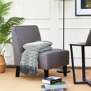Single Fabric Modern Armless Accent  Sofa Chair with Rubber Wood Legs -Gray