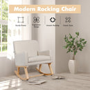 Rocking Chair Upholstered Armchair with Lumbar Support-Beige