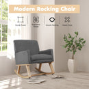Massage Rocking Chair Upholstered Armchair with Lumbar Support-Gray