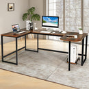 79" U-Shaped Computer Desk with CPU Stand for Home Office -Brown