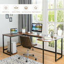 79" U-Shaped Computer Desk with CPU Stand for Home Office -Brown
