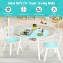 Wood Activity Kids Table and Chair Set with Center Mesh Storage for Snack Time and Homework-Green