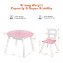Wood Activity Kids Table and Chair Set with Center Mesh Storage for Snack Time and Homework-Pink