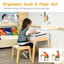 Children Activity Art Study Desk and Chair Set with Large Storage Space for Kids Homeschooling-White