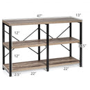 3 Tier 47" Console Metal Frame Sofa Table-Oak