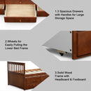 Twin Captain’s Bed with Trundle Bed with 3 Storage Drawers-Walnut