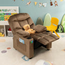 Adjustable Lounge Chair with Footrest and Side Pockets for Children-Brown