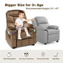Adjustable Lounge Chair with Footrest and Side Pockets for Children-Brown