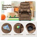 Adjustable Lounge Chair with Footrest and Side Pockets for Children-Brown