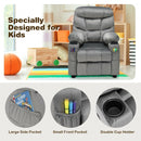 Adjustable Lounge Chair with Footrest and Side Pockets for Children-Gray