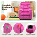 Adjustable Lounge Chair with Footrest and Side Pockets for Children-Pink