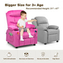 Adjustable Lounge Chair with Footrest and Side Pockets for Children-Pink