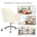 Modern Fluffy Faux Fur Vanity Office Chair for Teens Girls-Beige