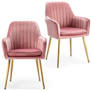 Accent Upholstered Arm Chair with Steel Gold Legs-Pink