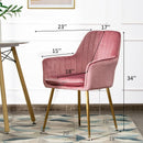 Accent Upholstered Arm Chair with Steel Gold Legs-Pink