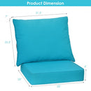 Deep Seat Chair Cushion Pads Set with Rope Belts for Indoor and Outdoor-Turquoise