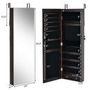 Wall Mounted Full Screen Mirror Jewelry Cabinet Armoire wirth 6 LEDs-Brown