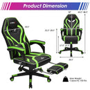 Computer Massage Gaming Recliner Chair with Footrest-Green