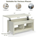 Lift Top Coffee Table with Hidden Storage Compartment and Lower Shelf for Study Room-White