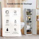 Free Standing Toilet Paper Holder with 4 Shelves and Top Slot for Bathroom-White