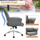Modern Home Office Leisure Chair PU Leather Adjustable Swivel with Armrest-Gray