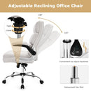 Adjustable Swivel Office Chair with High Back and Flip-up Arm for Home and Office-Beige