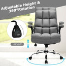 Adjustable Swivel Office Chair with High Back and Flip-up Arm for Home and Office-Gray