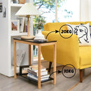 Bamboo Side Table 2-Tier Sofa End Console Table with Storage Shelf Felt Pad for Bedroom