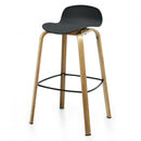 Set of 2 Modern Barstools Pub Chairs with Low Back and Metal Legs-Black