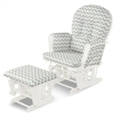 Solid Wood Gliding Chair Set with Pockets and Ottoman for Relaxing-Gray and White