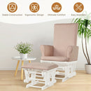 Wooden Baby Nursery Glider and Ottoman Cushion Set-Pink