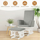 Wooden Baby Nursery Glider and Ottoman Cushion Set-Gray