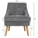 Velvet Upholstered Accent Chair with Rubber Wood Legs-Gray