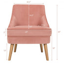 Velvet Upholstered Accent Chair with Rubber Wood Legs-Pink
