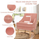 Velvet Upholstered Accent Chair with Rubber Wood Legs-Pink